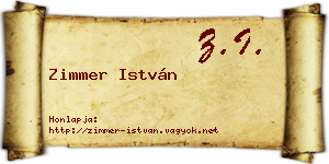 Zimmer István névjegykártya
